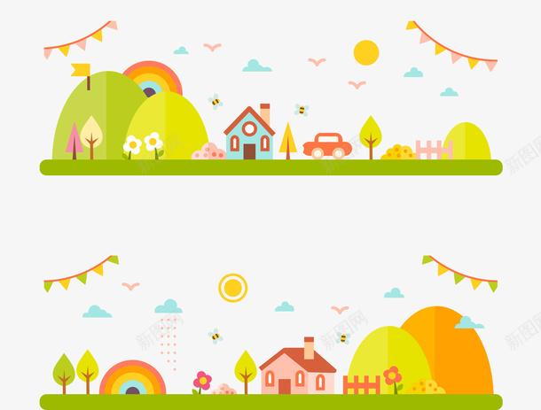 扁平春季风景banner矢量图ai免抠素材_新图网 https://ixintu.com 扁平春季风景banner 扁平春季风景banner矢量 春季风景banner矢量 矢量扁平春季风景banner 矢量图