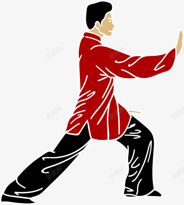 红色水彩太极男孩png免抠素材_新图网 https://ixintu.com 健康 太极小人 太极男孩 强身健体 打太极 运动健身 锻炼 锻炼男生