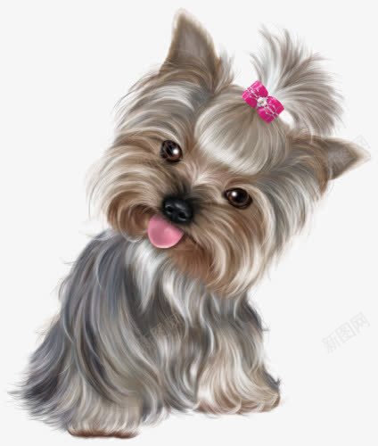 绑着小花的蝴蝶犬png免抠素材_新图网 https://ixintu.com 可爱 名犬 吐舌头 小花 聪明 蝴蝶犬