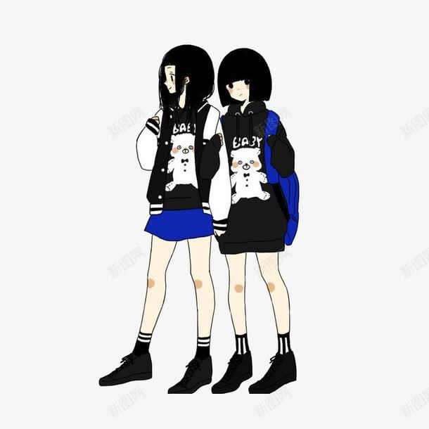 闺蜜png免抠素材_新图网 https://ixintu.com 卡通 友谊 女孩 姐妹 闺蜜