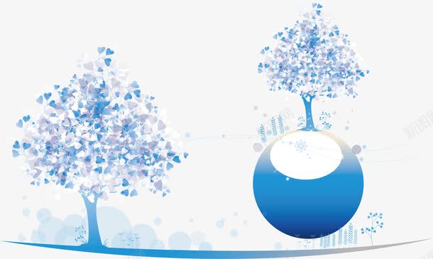 蓝色树木春季海报卡通png免抠素材_新图网 https://ixintu.com 卡通树木 春季树木 春季海报 树木