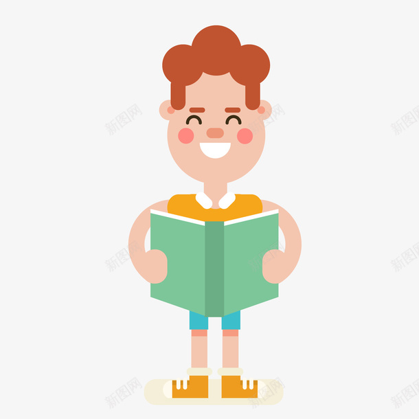 卡通读书人物png免抠素材_新图网 https://ixintu.com 卡通人物 学生 背景装饰 读书人物