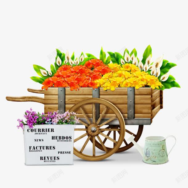 手绘合成马车花卉植物png免抠素材_新图网 https://ixintu.com 合成 植物 花卉 马车