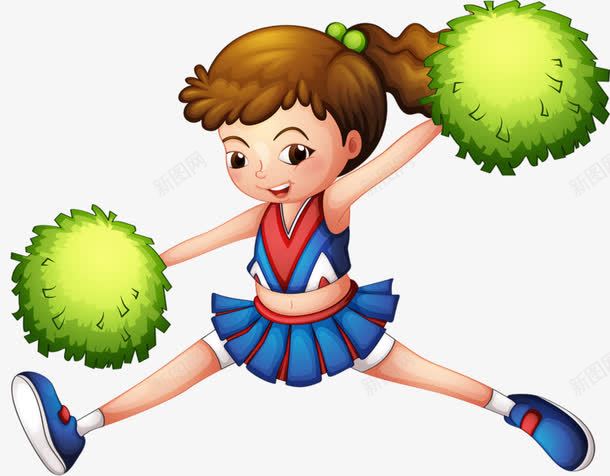 拉拉队女孩png免抠素材_新图网 https://ixintu.com 女孩 手绘 拉拉队 绿色
