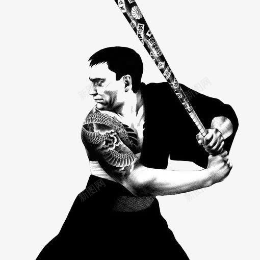 简约黑白武士png免抠素材_新图网 https://ixintu.com 插画 武士 简约 黑白