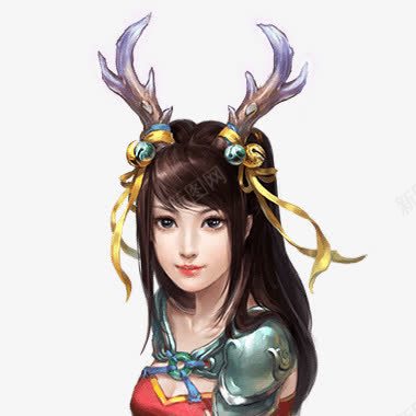 鹿角古装美女png免抠素材_新图网 https://ixintu.com 古装 美女 鹿角