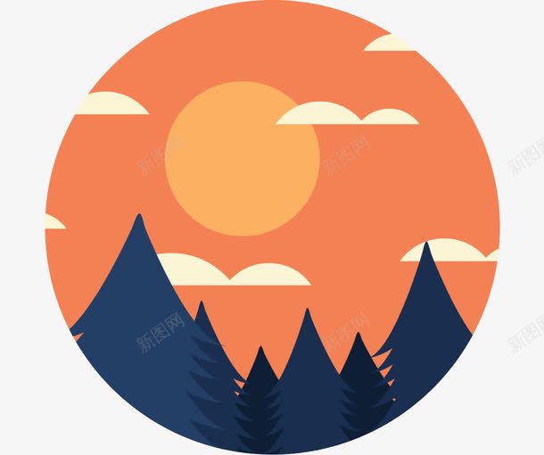 日落高山png免抠素材_新图网 https://ixintu.com 云淡风轻 日落 白云 自然风景 高山 高山白云
