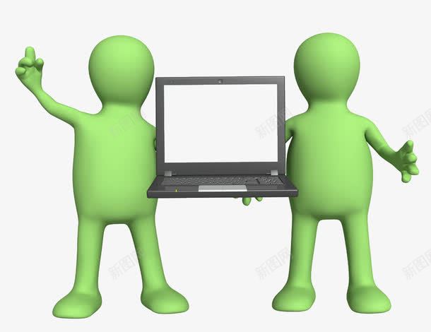 两个人拿着台电脑矢量图eps免抠素材_新图网 https://ixintu.com 人物 电脑 绿色 矢量图