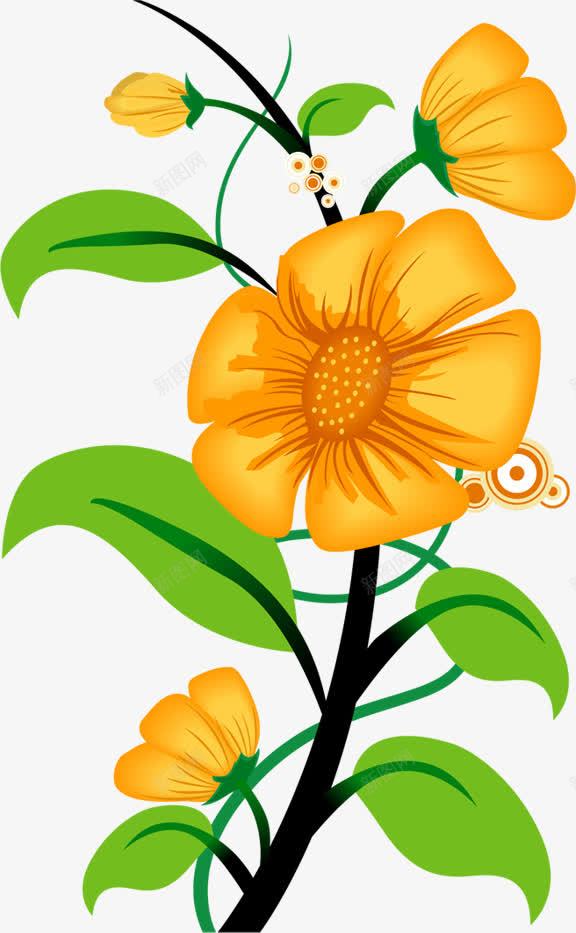黄色可爱卡通春天花朵png免抠素材_新图网 https://ixintu.com 卡通 可爱 春天 花朵 黄色