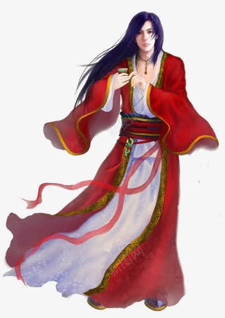 红衣古装长发帅哥png免抠素材_新图网 https://ixintu.com 古装 帅哥 红衣 长发