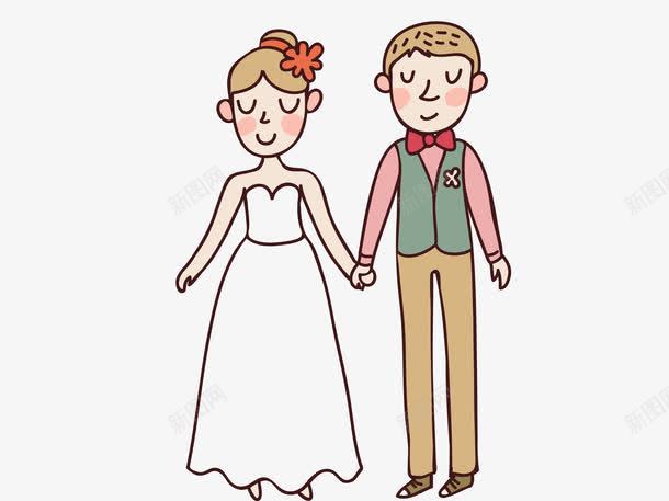 卡通手绘情侣png免抠素材_新图网 https://ixintu.com 卡通 婚纱 情侣
