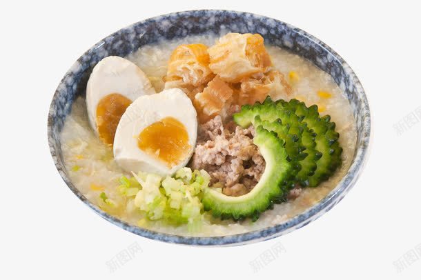 咸蛋苦瓜粥png免抠素材_新图网 https://ixintu.com 传统美食 咸蛋苦瓜 米粥粥品 餐饮美食