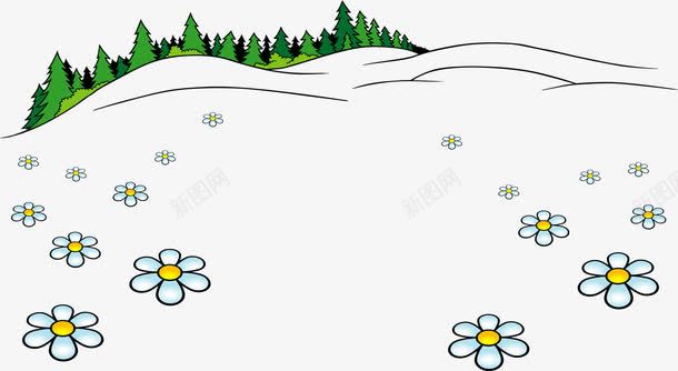 手绘山坡png免抠素材_新图网 https://ixintu.com 山坡 手绘 花朵