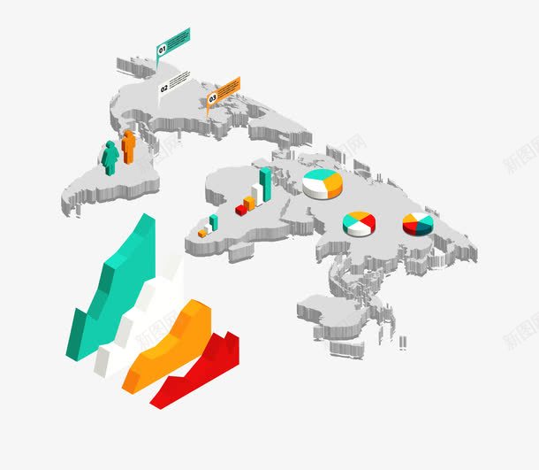 立体世界地图png免抠素材_新图网 https://ixintu.com 世界地图 矢量地图 矢量立体世界地图