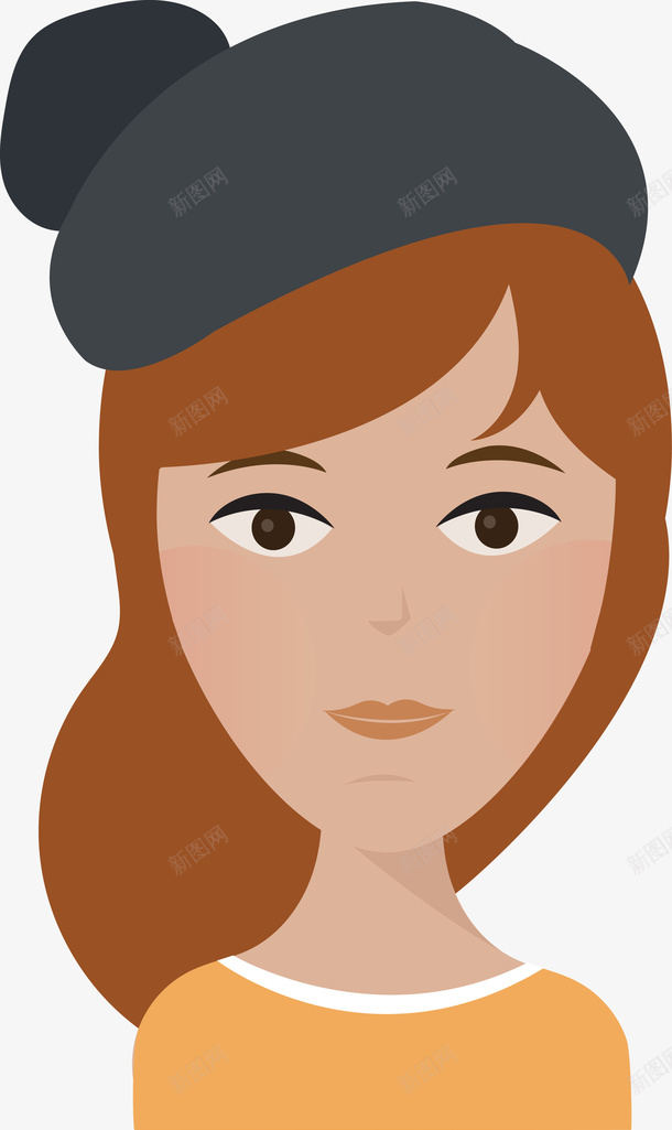 戴帽子的女人图png免抠素材_新图网 https://ixintu.com 五官 人 人物 人脸 口鼻 女人 女人图 女人正脸 女人脸 漂亮女人 矢量女人 脸