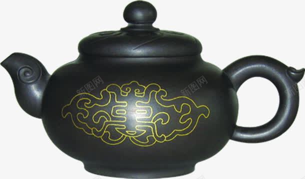 黑色茶壶花纹png免抠素材_新图网 https://ixintu.com 花纹 茶壶 黑色