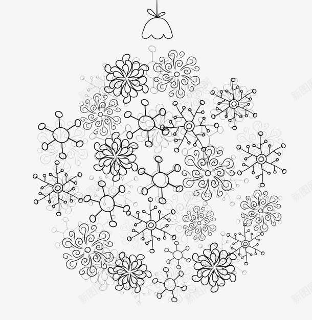 雪花球球png免抠素材_新图网 https://ixintu.com 花朵 花纹 雪花 雪花球 黑色