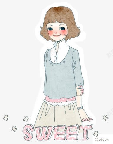 卡通短发女孩png免抠素材_新图网 https://ixintu.com 卡通 女孩 短发 简约