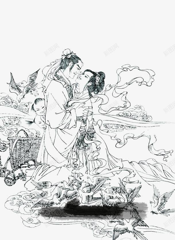 牛郎织女古典细纹png免抠素材_新图网 https://ixintu.com 古典 图片 牛郎织女 细纹