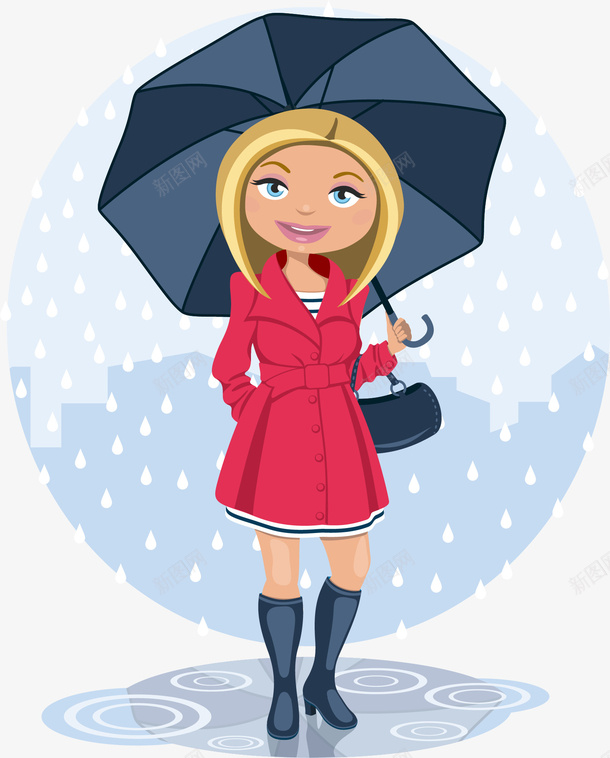 雨中的金发女子矢量图ai免抠素材_新图网 https://ixintu.com 夏金发女子人物雨矢量图 矢量图