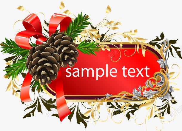 圣诞松果标签png免抠素材_新图网 https://ixintu.com 圣诞 松果 标签 花朵
