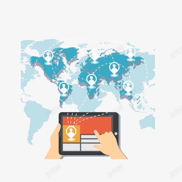 互联网矢量图ai免抠素材_新图网 https://ixintu.com 互联网素材 地图 手 电脑 矢量图