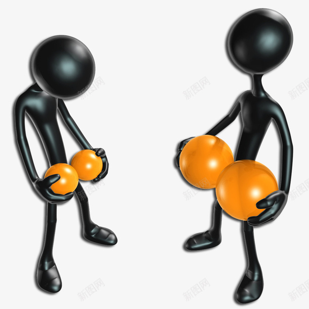 健身的3d小人psd免抠素材_新图网 https://ixintu.com 3d 健身 立体 黑色小人