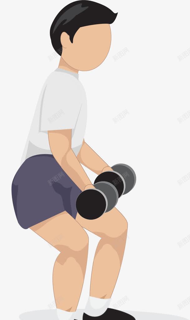 手绘人物锻炼png免抠素材_新图网 https://ixintu.com 人物 免抠PNG 半蹲 手绘 杠铃 汗水 锻炼