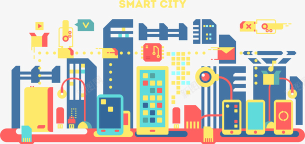 科技城市矢量图ai免抠素材_新图网 https://ixintu.com 可爱 科技城市 矢量图