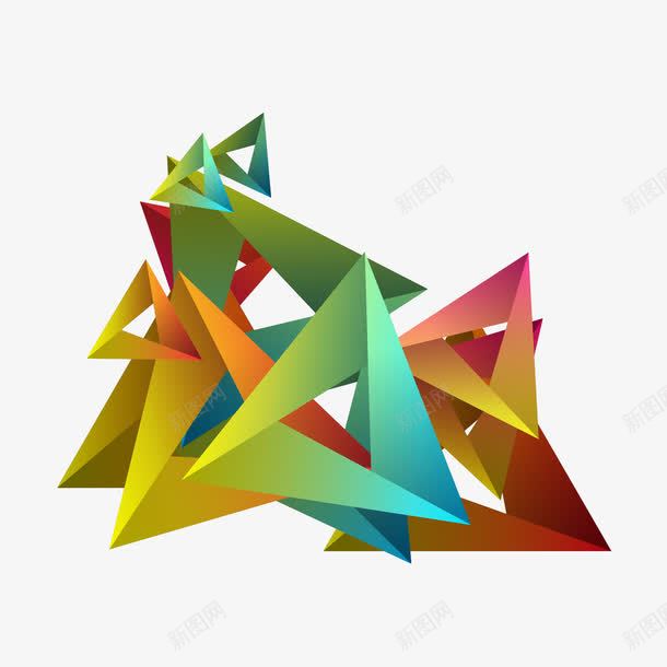 彩色渐变三角几何形装饰图png免抠素材_新图网 https://ixintu.com 三角几何形 彩色 彩色渐变 立体装饰 装饰矢量图