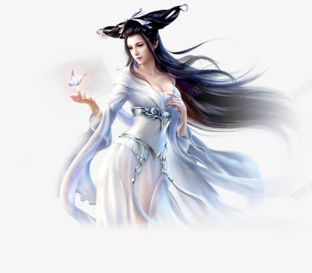 古风手绘白衣仙子png免抠素材_新图网 https://ixintu.com 仙子 古风 白衣