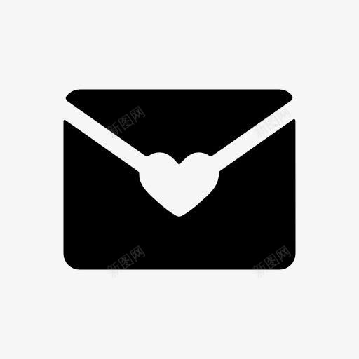 心形情书黑色图标图案png_新图网 https://ixintu.com 图标 图案 心形 情书 黑色