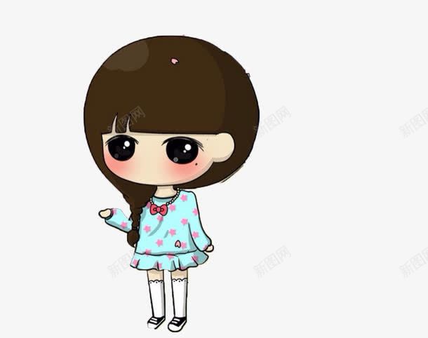 穿着蓝色小清新短裙的可爱小女孩png免抠素材_新图网 https://ixintu.com 卡通 可爱 小女孩 蓝色短裙