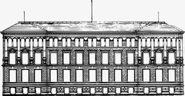 欧式建筑插画png免抠素材_新图网 https://ixintu.com 复古 宫殿 插画 黑白