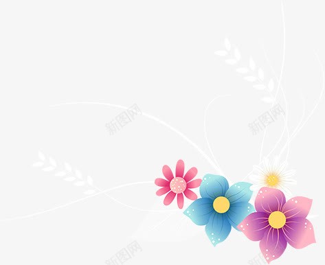 唯美彩色可爱花朵节日装饰png免抠素材_新图网 https://ixintu.com 可爱 彩色 节日 花朵 装饰