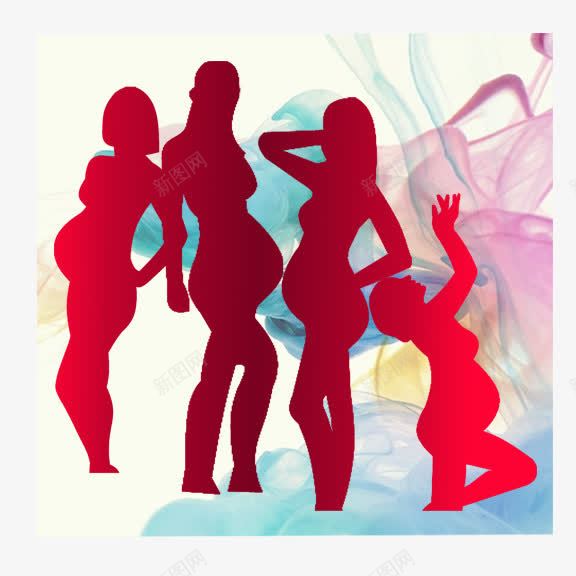 孕妇走秀png免抠素材_新图网 https://ixintu.com 4个 剪影 孕妇走秀