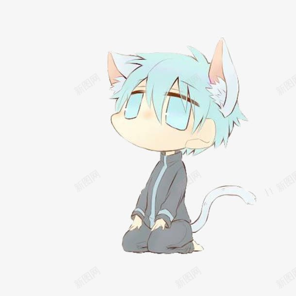 跪坐的男猫png免抠素材_新图网 https://ixintu.com 元素 卡通 男猫 跪坐