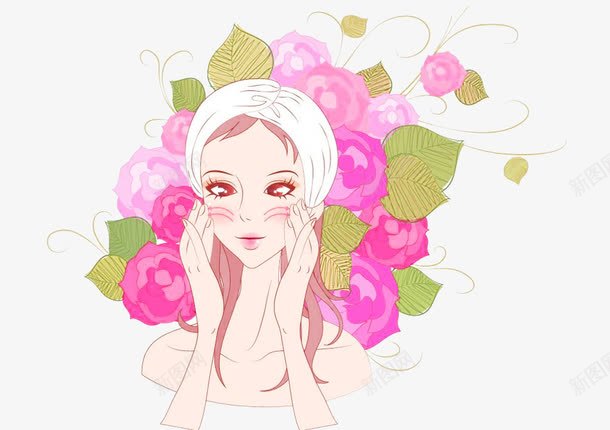 补水美女和花png免抠素材_新图网 https://ixintu.com 粉色花 美女 美女补水 花卉 补水 补水美女