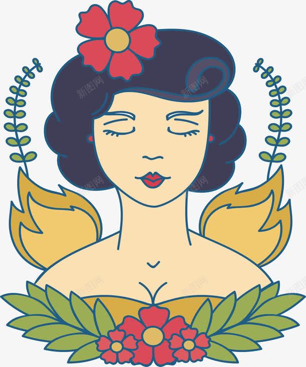闭眼睛的女孩png免抠素材_新图网 https://ixintu.com 女人头像 矢量素材 美丽的女孩 闭眼睛