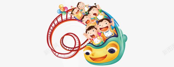 卡通云霄飞车png免抠素材_新图网 https://ixintu.com 云霄飞车 卡通 手绘