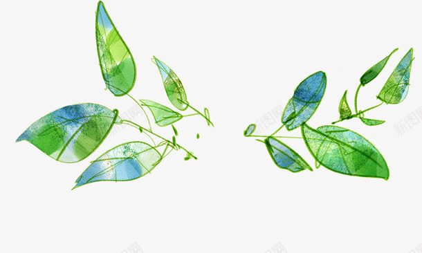 手绘蓝色卡通树叶png免抠素材_新图网 https://ixintu.com 卡通 树叶 蓝色