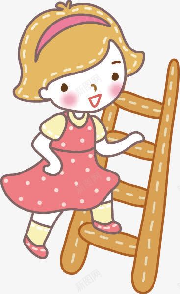 梯子上的女孩png免抠素材_新图网 https://ixintu.com 女孩 梯子 爬