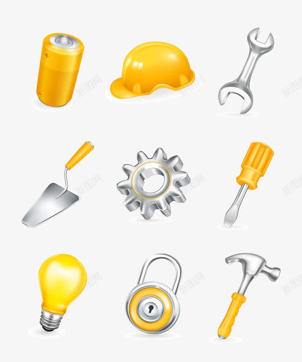 建筑工地工具标图标png_新图网 https://ixintu.com 工具 工地 建筑 黄色