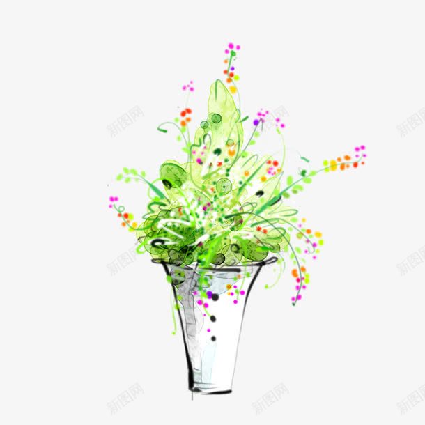 一盆花手绘png免抠素材_新图网 https://ixintu.com 一盆花 手绘 植物 盆花 绿色