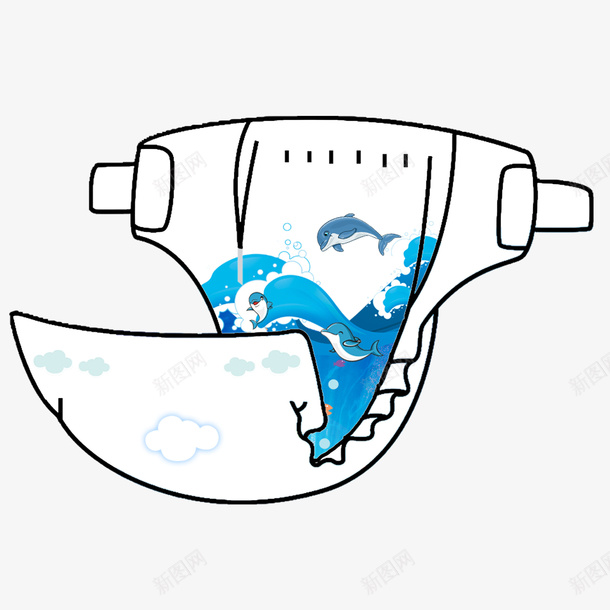 卡通手绘可爱纸尿裤尿不湿白色海png免抠素材_新图网 https://ixintu.com 卡通 可爱 尿不湿 手绘 海 白色 纸尿裤
