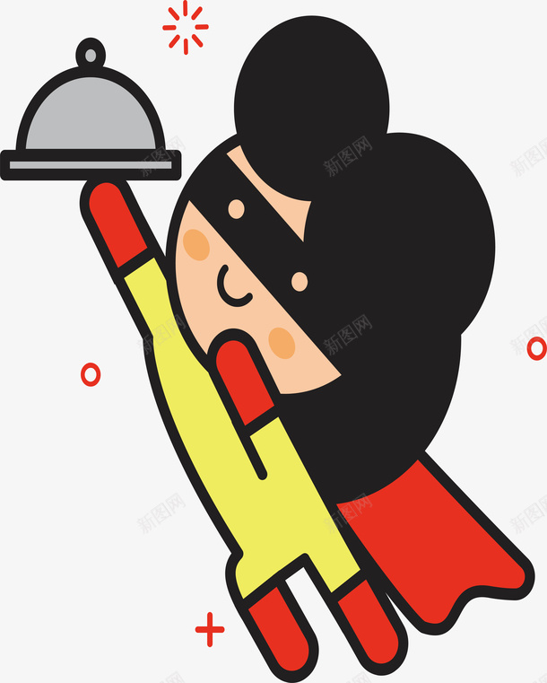 送餐超人矢量图ai免抠素材_新图网 https://ixintu.com 人物 可爱 精美 超人设计 送餐 送餐超人 矢量图