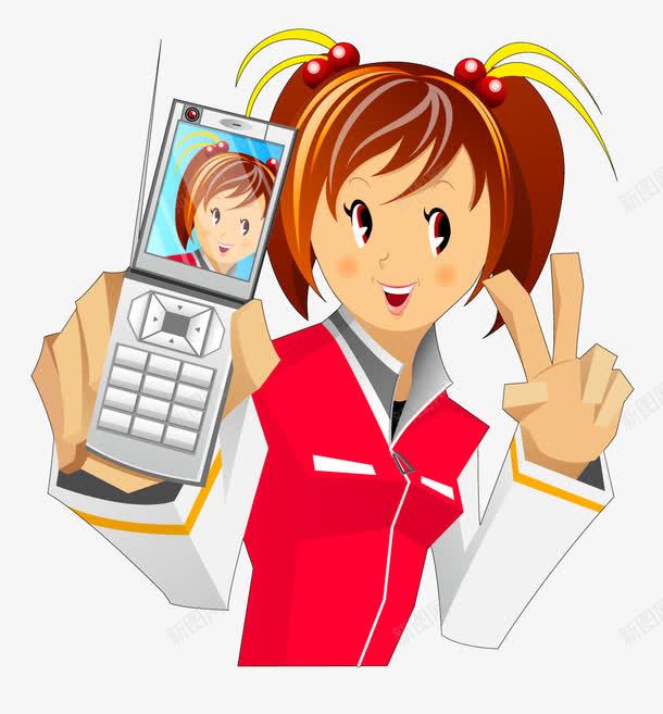 拍照的女孩矢量图eps免抠素材_新图网 https://ixintu.com 可爱 女孩 手机 拍照 矢量图