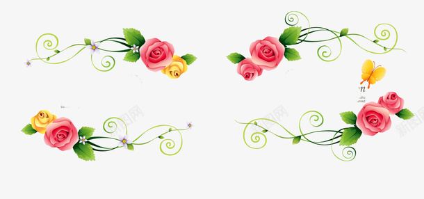 花朵分割线psd免抠素材_新图网 https://ixintu.com 玫瑰花 花朵 花朵分割线