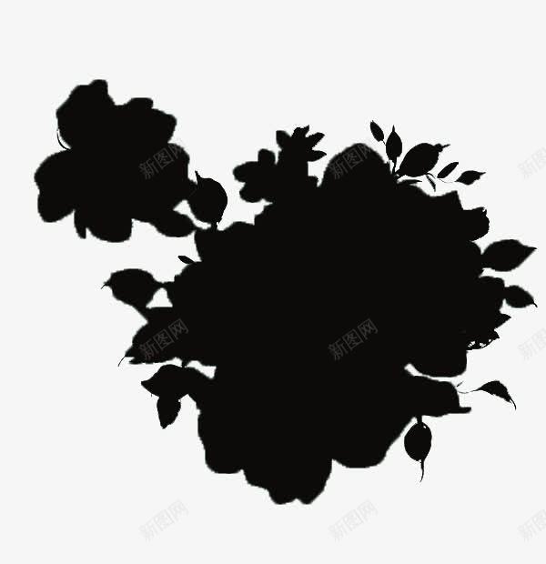 黑色的一簇花装饰剪影png免抠素材_新图网 https://ixintu.com 背景 花 花叶剪影背景图 装饰 黑色