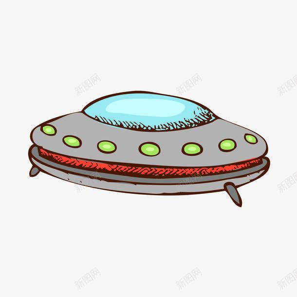 手绘卡通飞碟png免抠素材_新图网 https://ixintu.com 卡通 手绘 飞碟